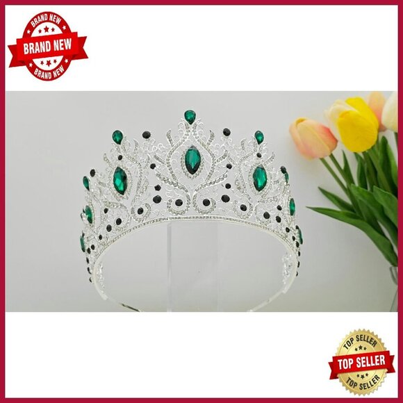 Large Baroque Rhinestone Tiara Crown for Wedding Prom Pageant Events main image 5